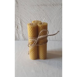 Lot 6 Bougies Cire D'Abeille Pure + 2 Bâtons Saints XL - Artisanal, Motif Nid D'Abeille, Décoration Naturelle