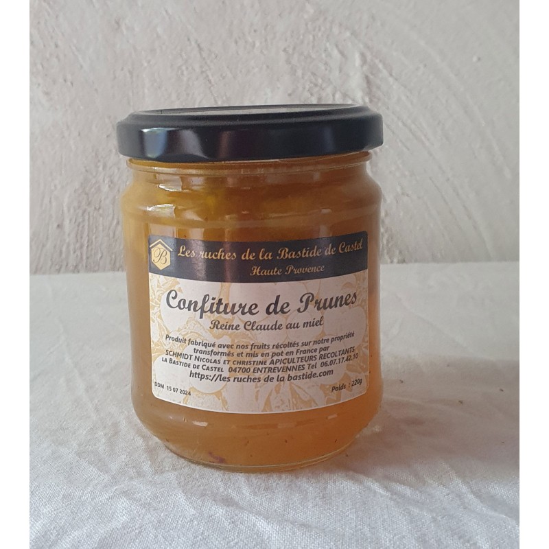 confiture de prunes reine claude au miel 220g