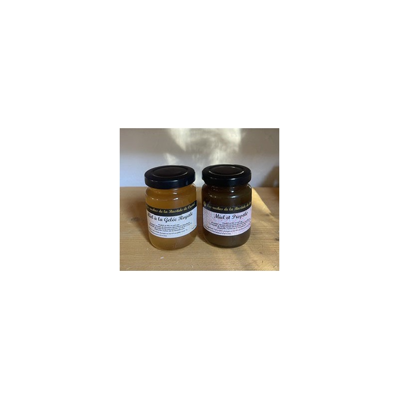 Duo miel à la propolis et miel à la gelée royale française